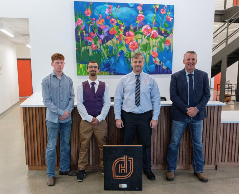 LEFT TO RIGHT: Michael Chandler (D&D Hardwood), Quinton Rogers (Missouri Walnut), Roman Matyushchenko (NHLA), and Jim Long (D&D Hardwood) NOT PICTURED: Matthew Yoder and Jason Yoder (both of Yoder Hardwoods)